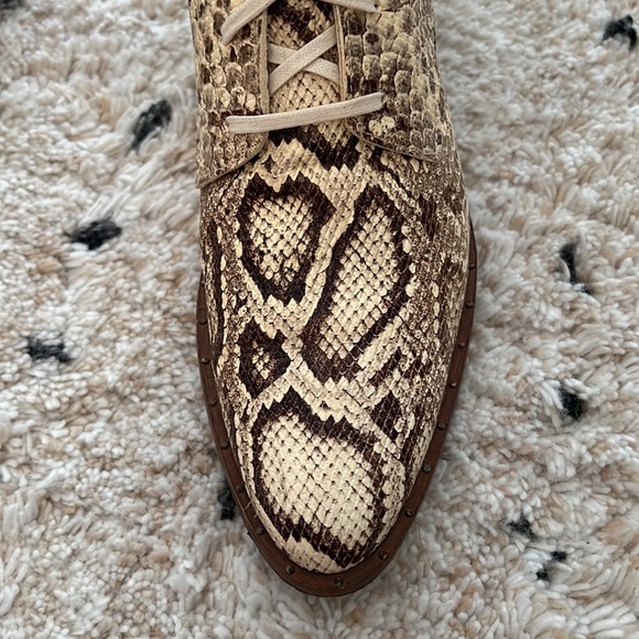 Freda Salvador Ralf Embossed Snake Lace Boots in Vanilla - Picture 6 of 9